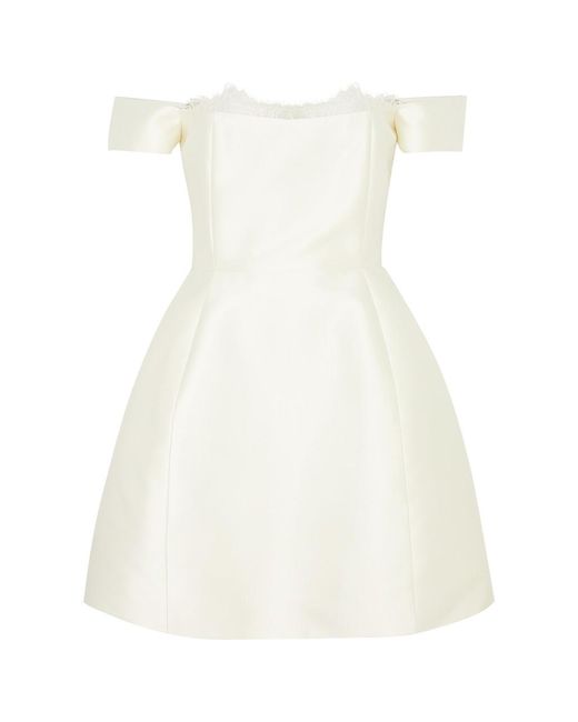 De La Vali White Idaira Strapless Satin-Twill Mini Dress