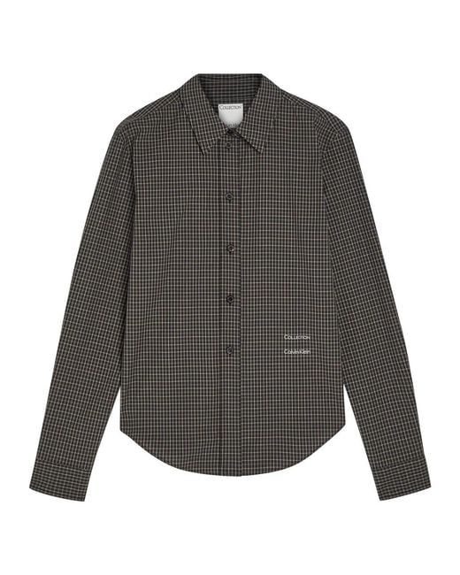 Calvin Klein Gray Sophie Checked Cotton-Poplin Shirt