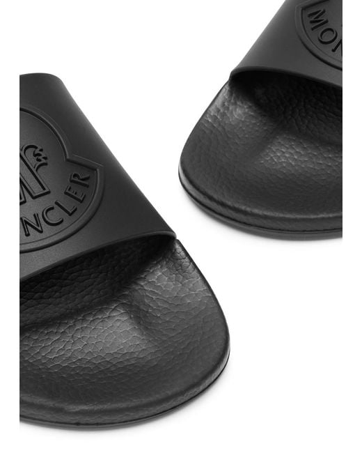 Moncler Black Basile Logo Rubber Sliders for men