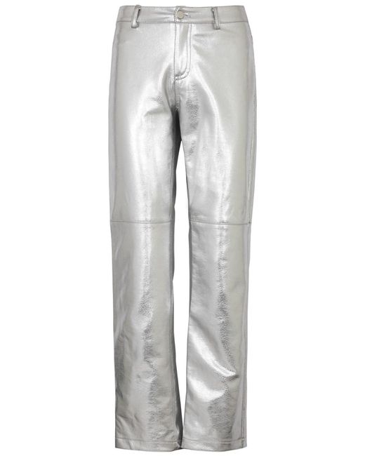 Jakke Gray Cindy Metallic Faux Leather Trousers