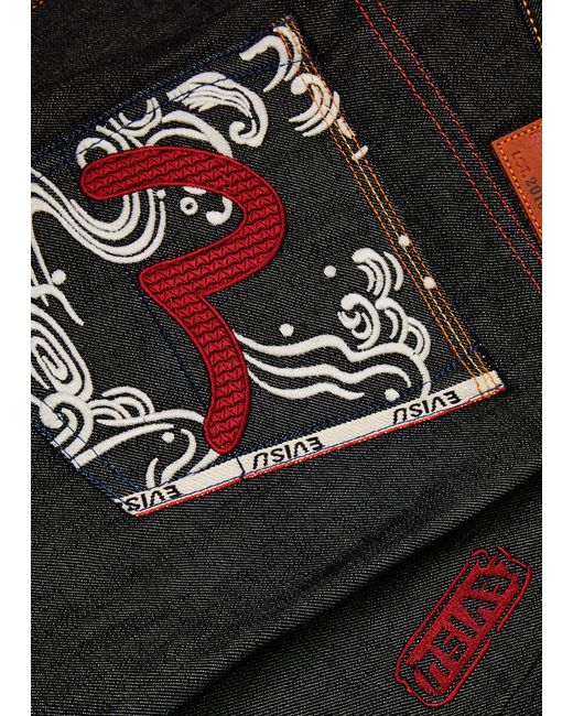 Evisu Gray Logo-embroidered Slim-leg Jeans for men
