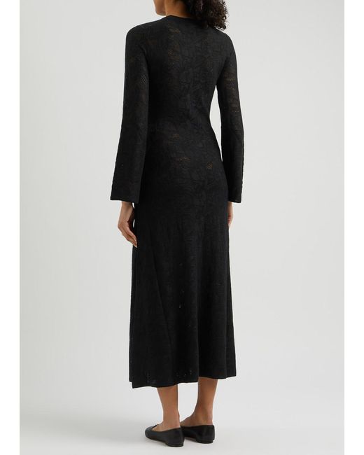Chloé Black Pointelle Wool-Blend Maxi Dress