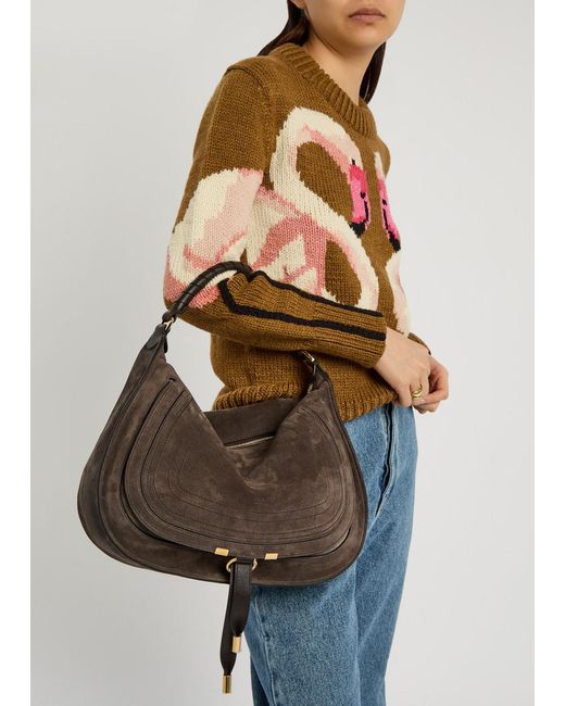 Chloé Brown Marcie Medium Suede Shoulder Bag