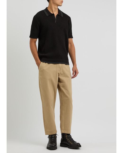 Percival Black Cassette Waffle-Knit Cotton Polo Shirt for men