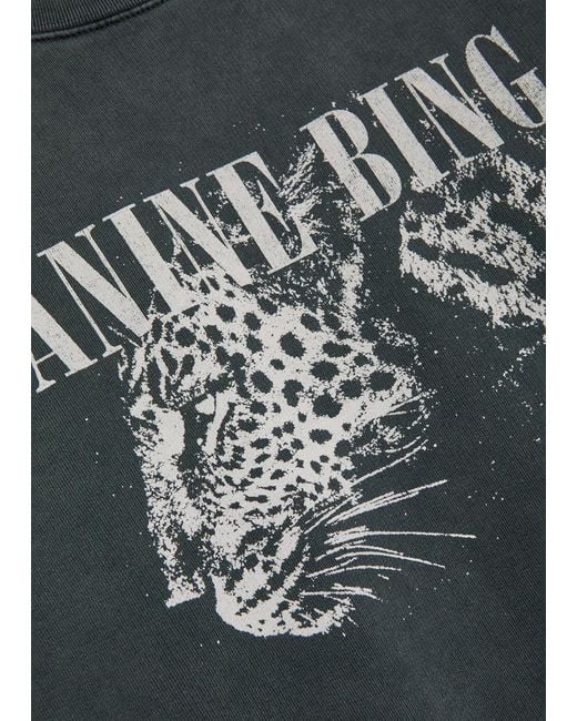 Anine Bing Gray Spencer Printed Cotton Sweatshirt