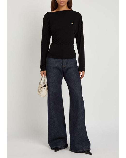 Vivienne Westwood Black Hebo Asymmetric Long-Sleeve Knit Top