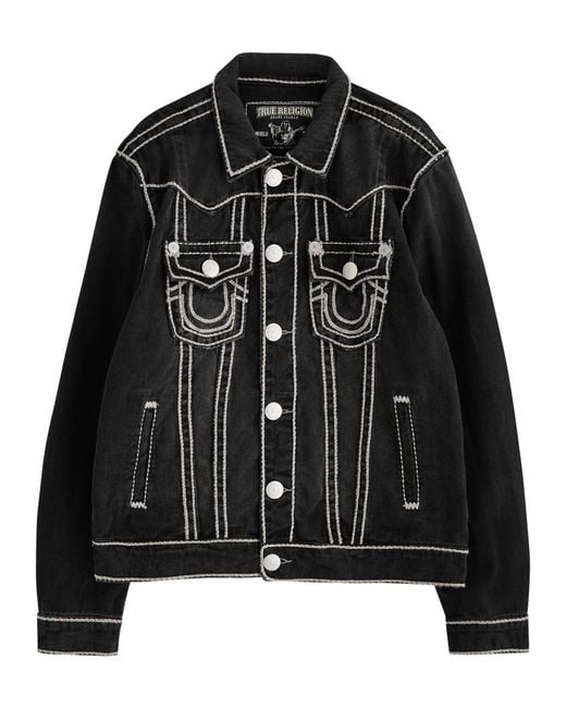 TRUE RELIGION Jimmy Panelled Denim Jacket in Black for Men | Lyst
