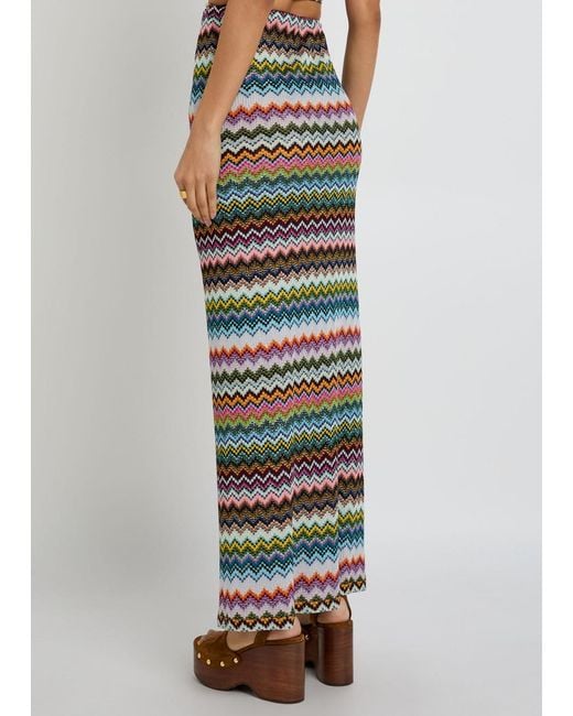 Missoni Multicolor Zigzag Metallic-Knit Cover-Up Midi Skirt