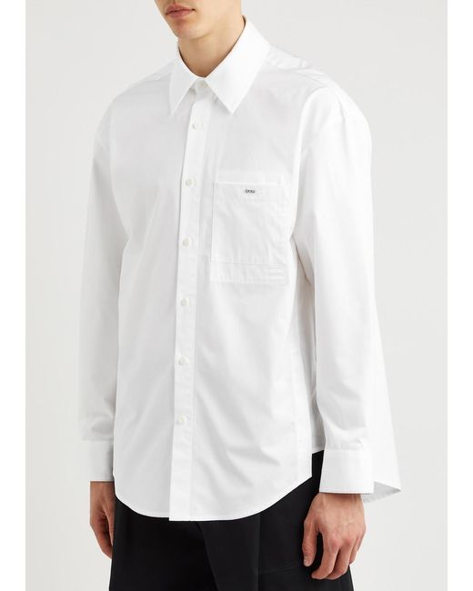 Wooyoungmi White Logo-Print Cotton-Poplin Shirt for men