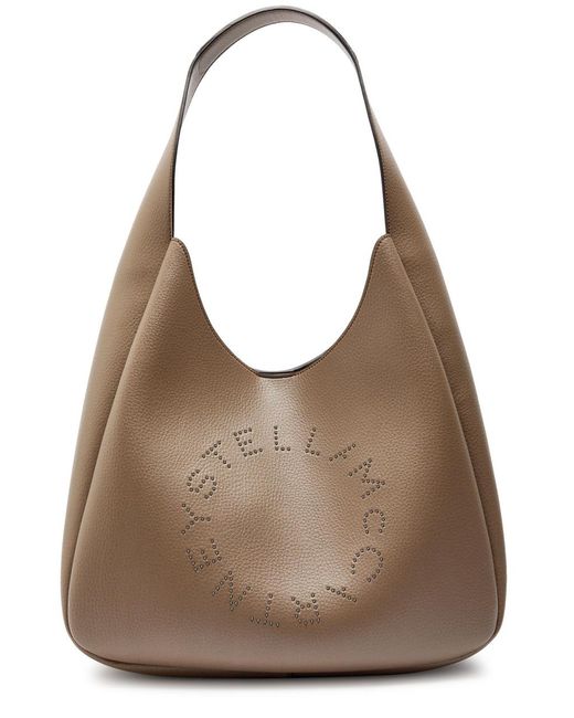 Stella McCartney Brown Logo Large Faux Leather Shoulder Bag