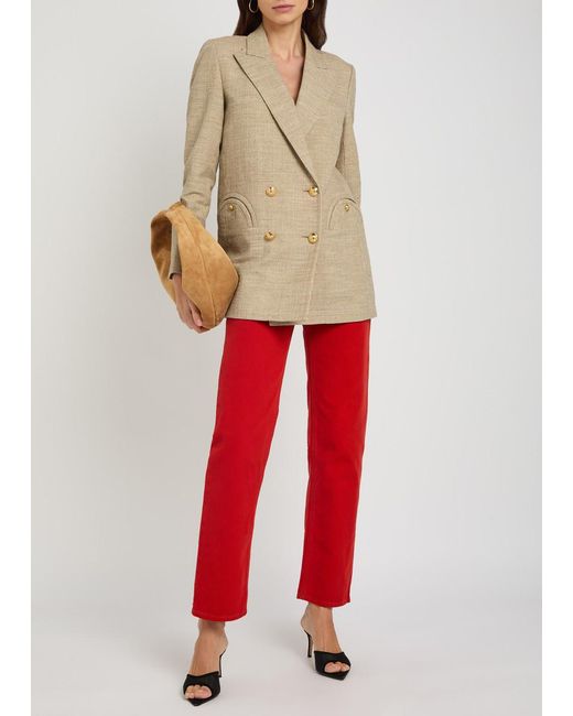 Blazé Milano Natural Marisa Double-Breasted Cotton-Blend Blazer