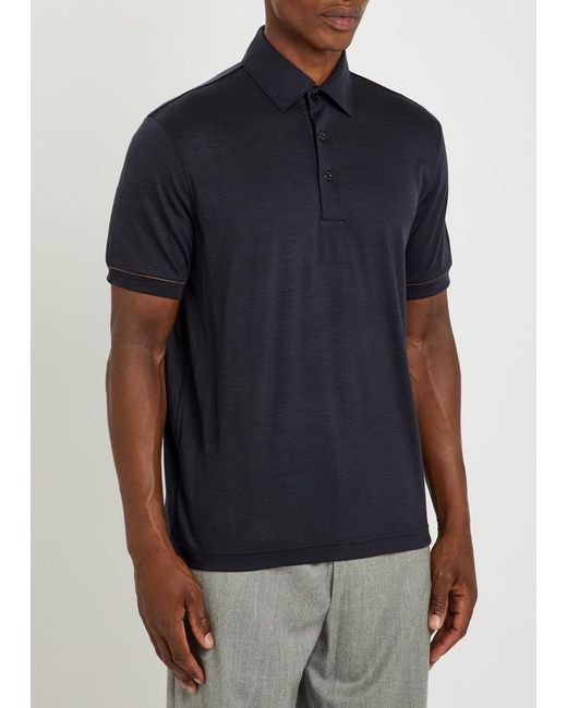 Herno Blue Wool-Jersey Polo Shirt for men