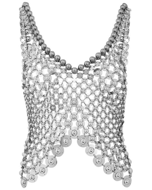 Rabanne Gray Disc Link Metal Cropped Top