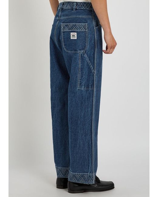 Bode Blue Knolly Embroidered Straight-Leg Jeans for men