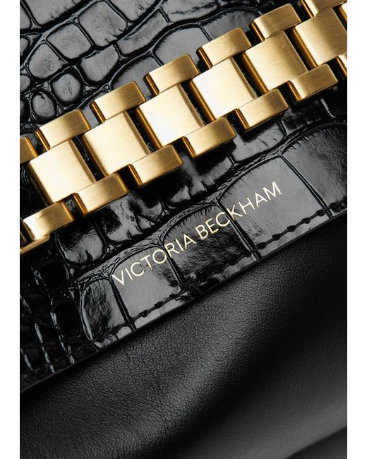 Victoria Beckham Black Panelled Chain Leather Clutch