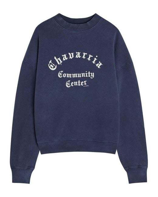 Willy Chavarria Blue Community Printed Cotton Sweatshirt for men
