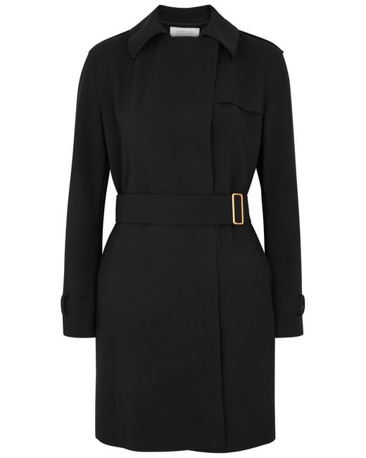 Harris Wharf London Black Belted Stretch-jersey Trench Coat