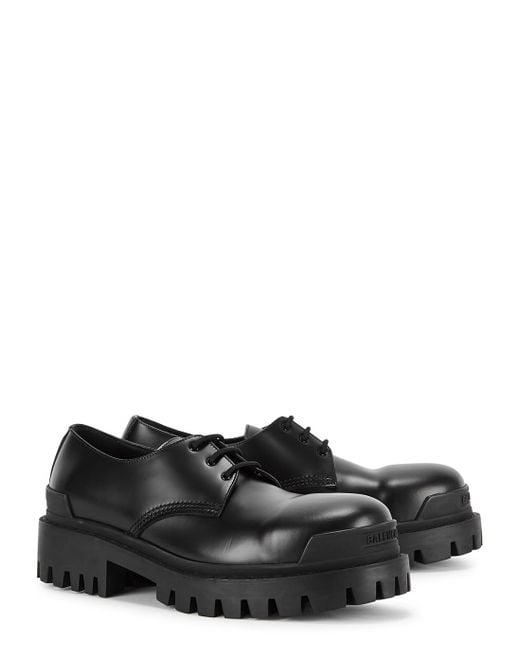 Balenciaga Strike Black Leather Derby Shoes for men