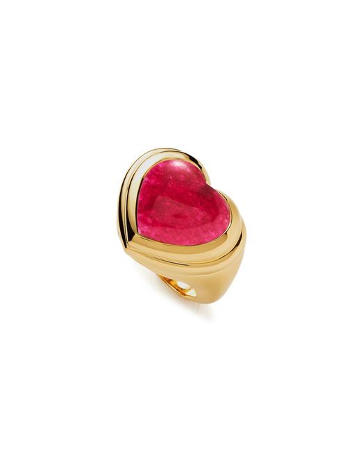 Missoma Red Jelly Heart 18kt Gold-plated Ring