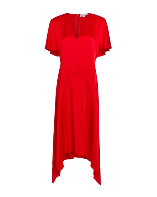 Stella McCartney Red Envers V-Neck Satin Midi Dress