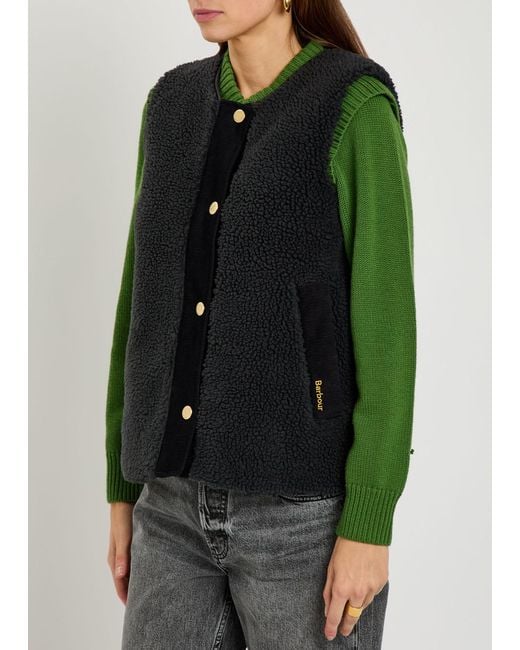 Barbour Blue Dulsie Corduroy-Trim Fleece Gilet