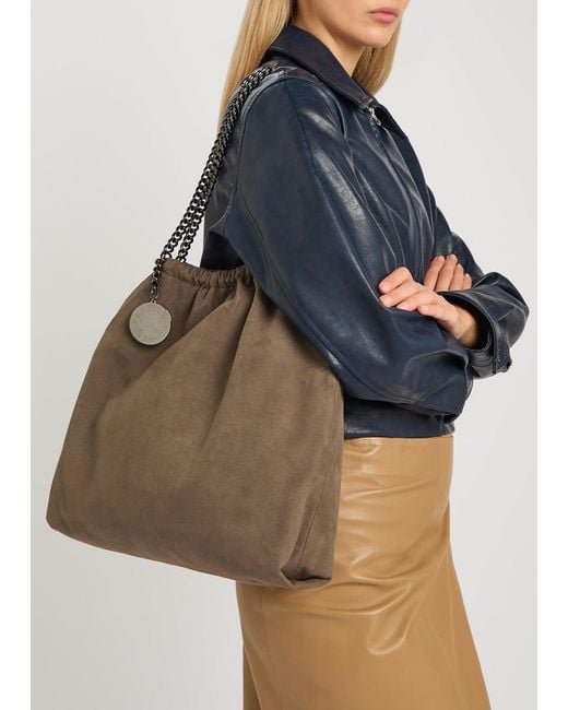 Stella McCartney Brown Falabella Medium Drawstring Faux Suede Tote