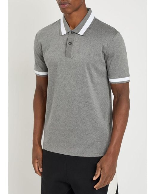 Boss Gray H-Phillipson 200 Logo Cotton Polo Shirt for men