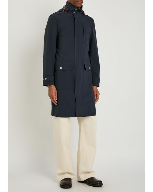 Brunello Cucinelli Blue Hooded Stretch-Nylon Jacket for men