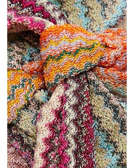 Missoni Red Zigzag-intarsia Knitted Head Wrap