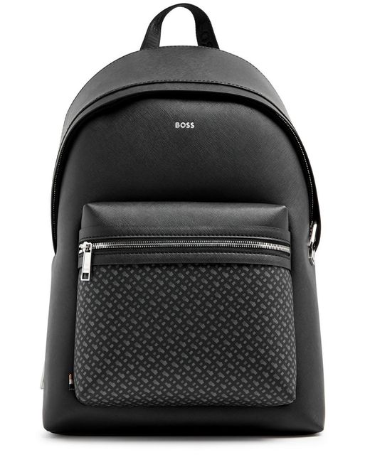 BOSS by HUGO BOSS Zair Logo Leather Backpack in Black for Men Lyst
