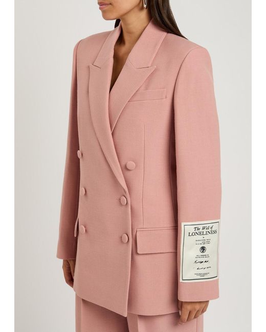 Erdem Pink Double Breasted Twill Blazer