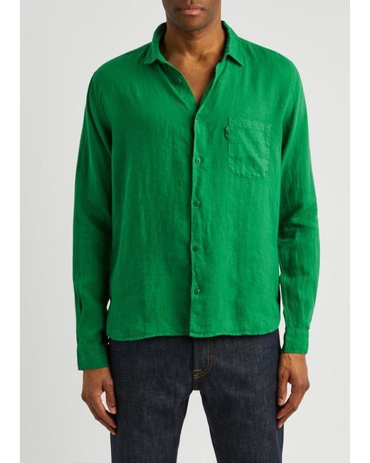 YMC Green Curtis Linen Shirt for men