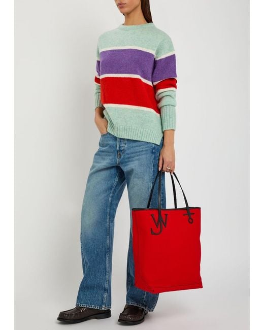 J.W. Anderson Red Striped Crew-Neck Wool Jumper