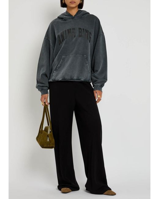 Anine Bing Gray Harvey Hooded Cotton Sweatshirt