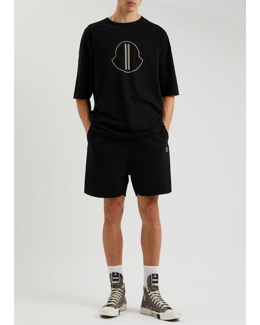 Rick Owens Black X Moncler Logo Cotton Shorts for men