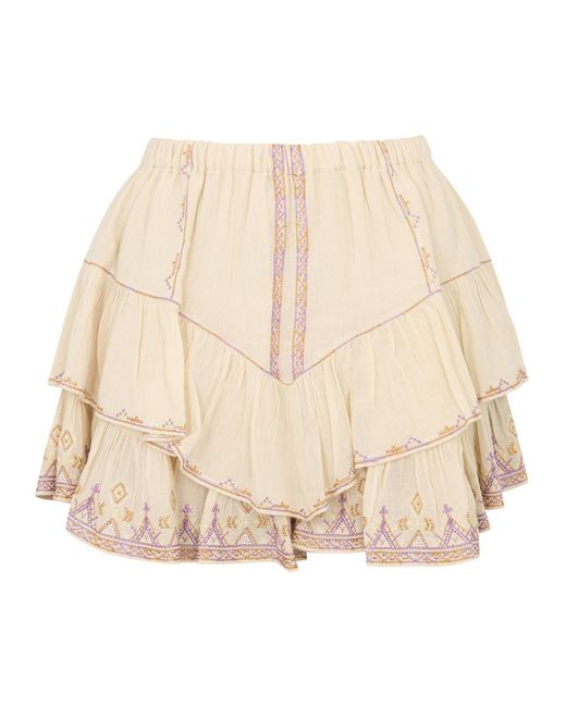 Isabel Marant Natural Jocadia Embroidered Cotton Shorts