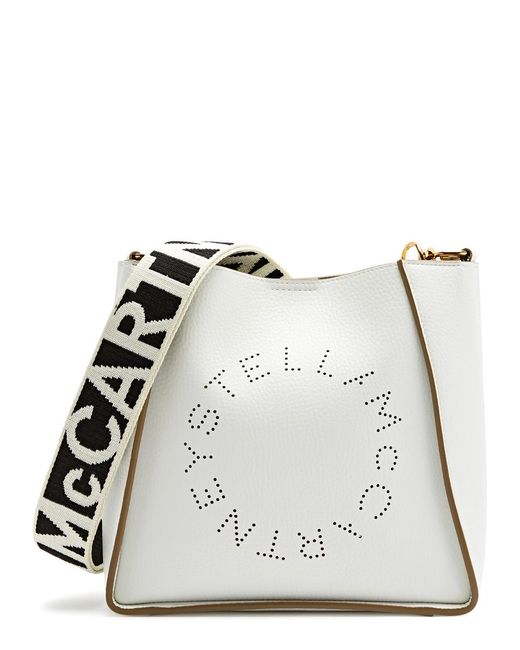 Stella McCartney White Stella Logo Mini Faux Leather Cross-body Bag