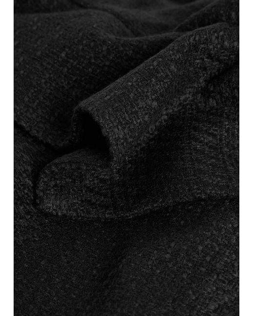 Roland Mouret Black Belted Peplum Tweed Midi Dress