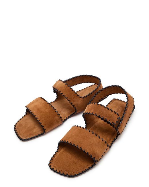 Khaite Brown Boden Whipstitch Suede Sandals