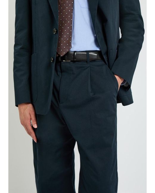 Valentino Blue Logo-Embroidered Cotton Gabardine Trousers for men