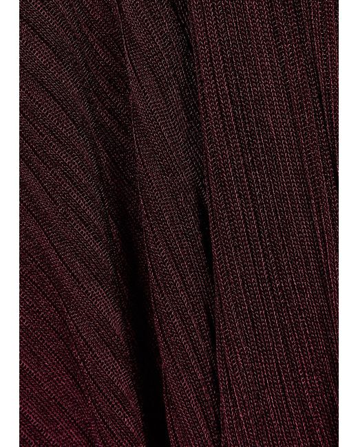 Rabanne Red Asymmetric Metallic-knit Maxi Dress