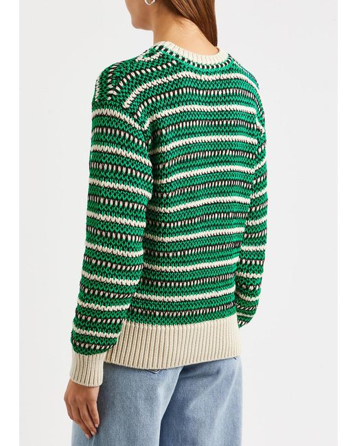 Isabel Marant Green Hilo Striped Knitted Jumper