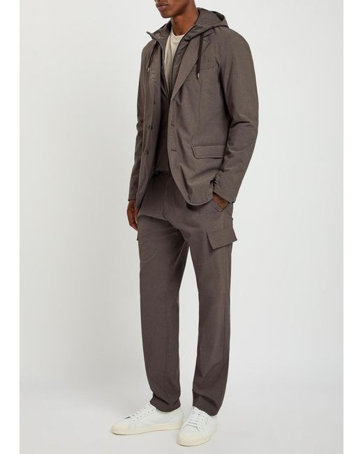 Herno Gray Tapered-Leg Shell Cargo Trousers for men