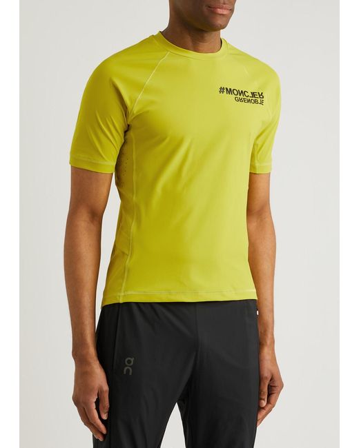 3 MONCLER GRENOBLE Yellow Day-namic Logo Stretch-jersey T-shirt for men