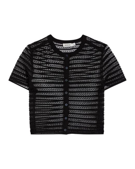 Jonathan Simkhai Black Holli Textured Lace Cropped Top