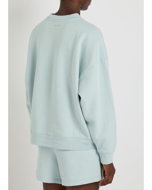 Anine Bing Blue Miles Logo-Appliquéd Cotton Sweatshirt