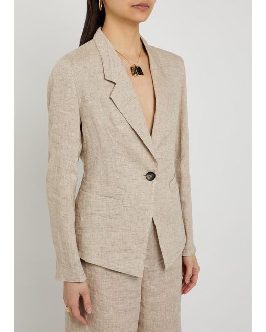 Emporio Armani Natural Fitted Linen-Blend Blazer