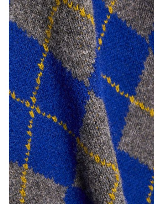 Damson Madder Blue Saskia Argyle Wool Jumper