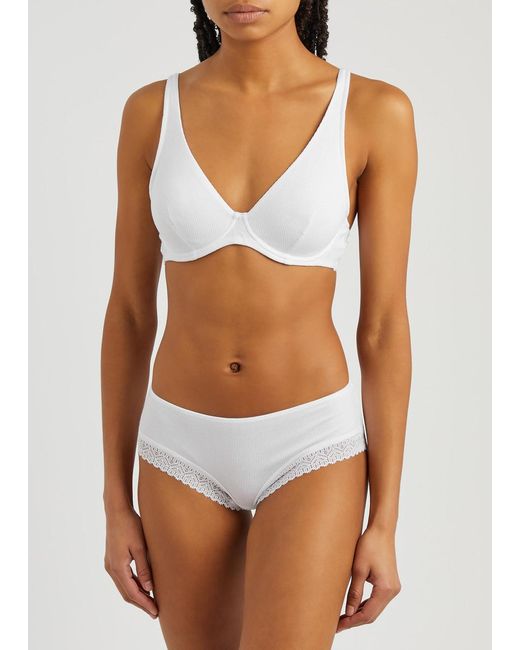Simone Perele White Eugenie Ribbed Underwired Plunge Bra