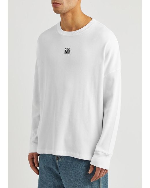 Loewe White Logo-embroidered Ribbed Cotton Top for men